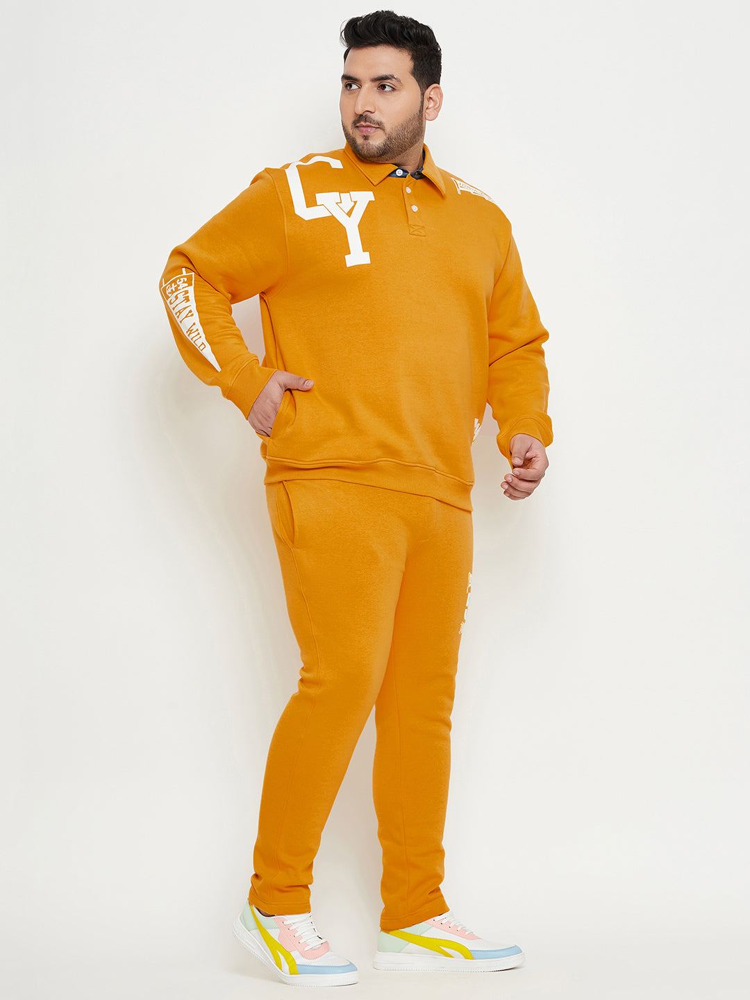 Mustard Polo Neck Plus Size Track Suit