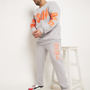 Light Grey Printed Plus Size Track Pant