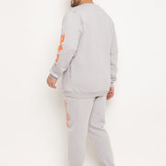 Light Grey Round Neck Plus Size Sweatshirt