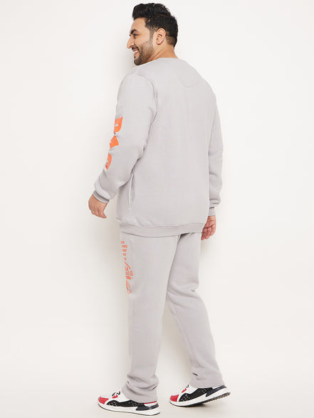 Light Grey Round Neck Plus Size Sweatshirt