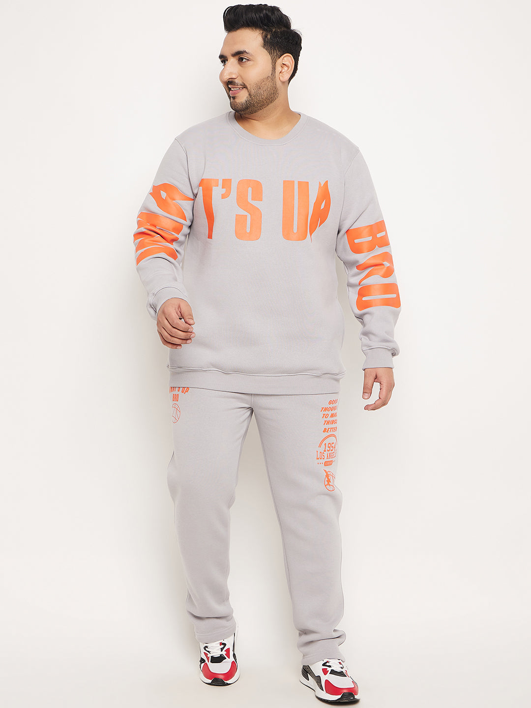 Light Grey Round Neck Plus Size Sweatshirt