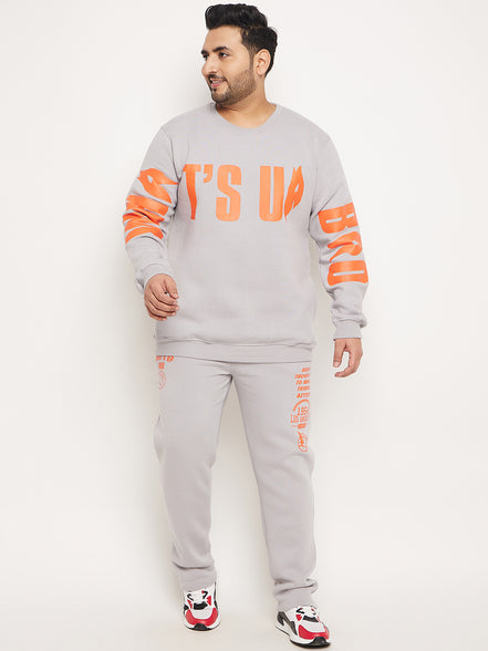 Light Grey Round Neck Plus Size Sweatshirt