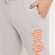 Light Grey Printed Plus Size Track Pant