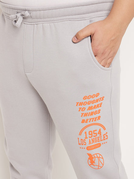 Light Grey Printed Plus Size Track Pant