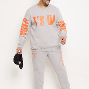 Light Grey Printed Plus Size Track Pant