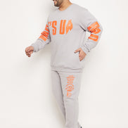 Light Grey Printed Plus Size Track Pant