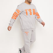 Light Grey Printed Plus Size Track Pant