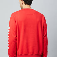 Red Printed Full Sleeve Round Neck Sweatshirt