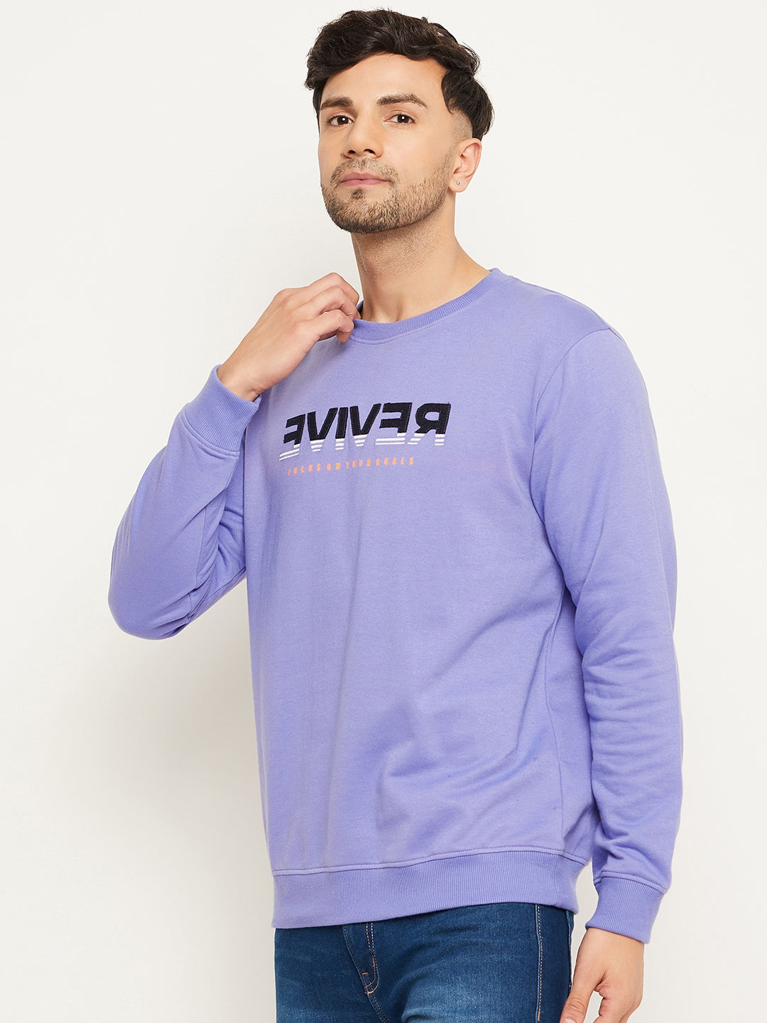 Lilac Printed Full Sleeve Round Neck Sweatshirt