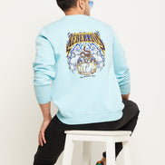 Sky Blue Printed Full Sleeve Round Neck Sweatshirt