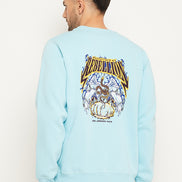 Sky Blue Printed Full Sleeve Round Neck Sweatshirt