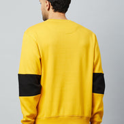 Mustard Printed Full Sleeve Round Neck Sweatshirt
