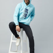Sky Blue Printed Full Sleeve Hooded Sweatshirt