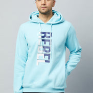 Sky Blue Printed Full Sleeve Hooded Sweatshirt