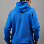 Royal Blue Printed Full Sleeve Hooded Sweatshirt