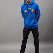 Royal Blue Printed Full Sleeve Hooded Sweatshirt