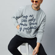 Light Grey Printed Full Sleeve Round Neck Sweatshirt
