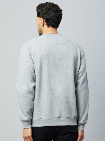 Light Grey Printed Full Sleeve Round Neck Sweatshirt