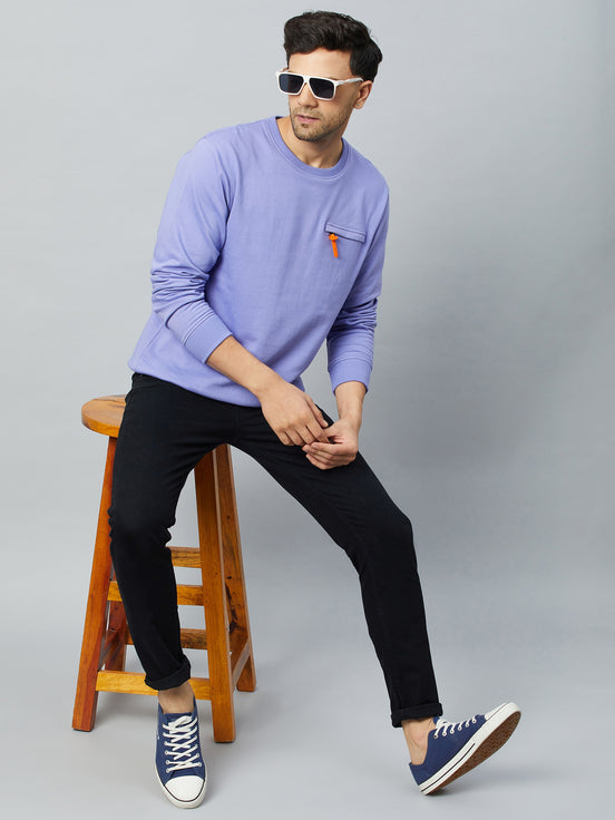 Lilac Solid Full Sleeve Round Neck Sweatshirt