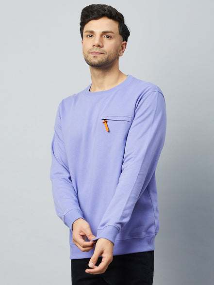 Lilac Solid Full Sleeve Round Neck Sweatshirt