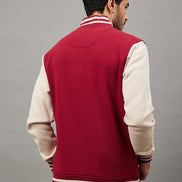 Wine Colorblocked Varsity Jacket