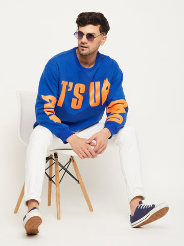 Royal Blue Printed Full Sleeve Round Neck Sweatshirt