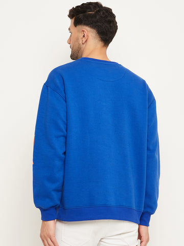 Royal Blue Printed Full Sleeve Round Neck Sweatshirt