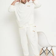 Off White Round Neck Plus Size Track Suit