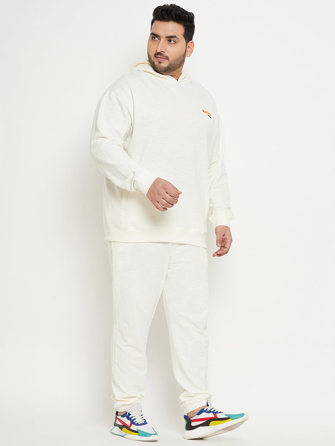 Off White Round Neck Plus Size Sweatshirt