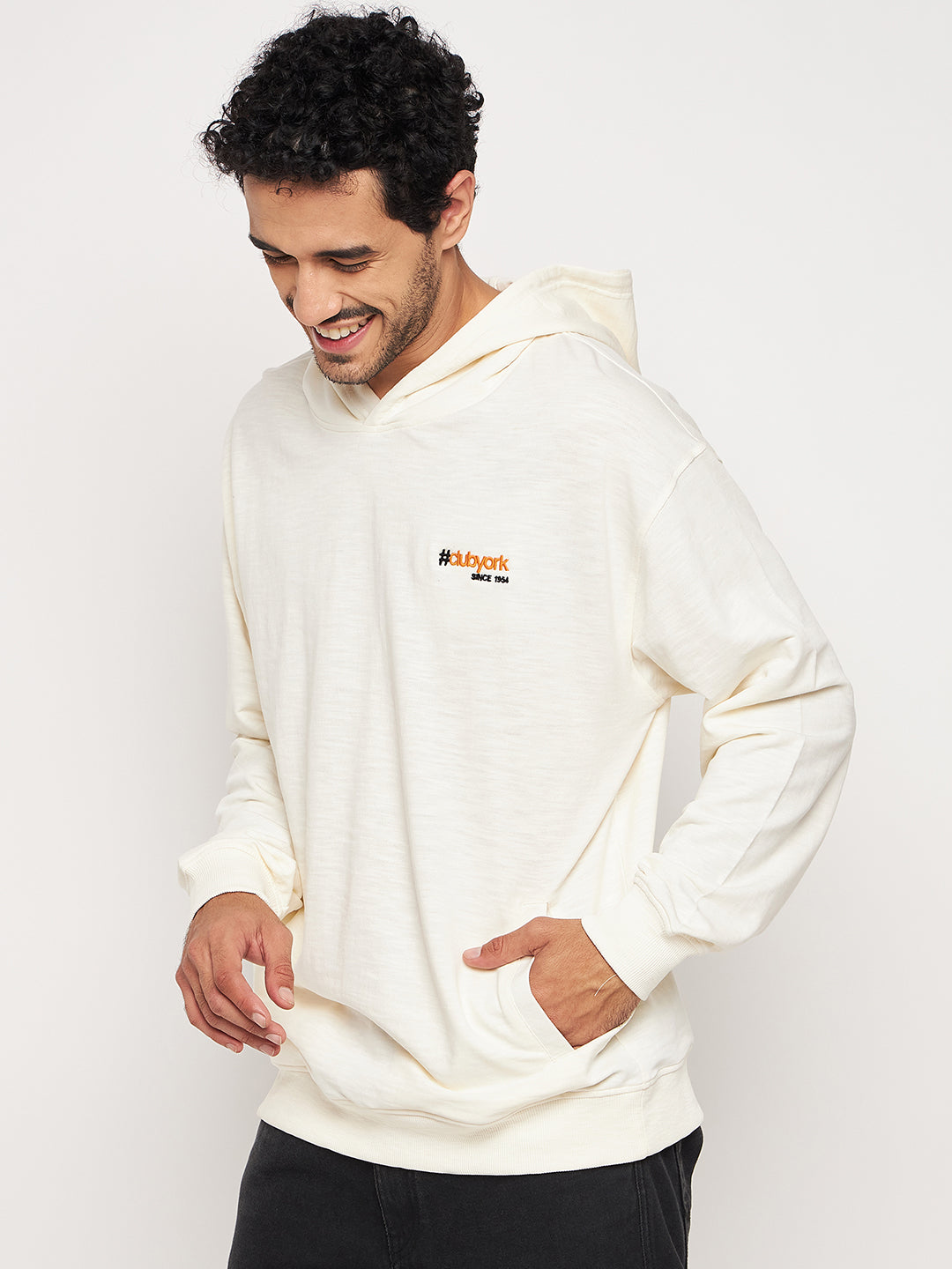Orange Solid Full Sleeve Round Neck Sweatshirt