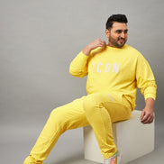 Lime Yellow Round Neck Plus active Sweatshirt