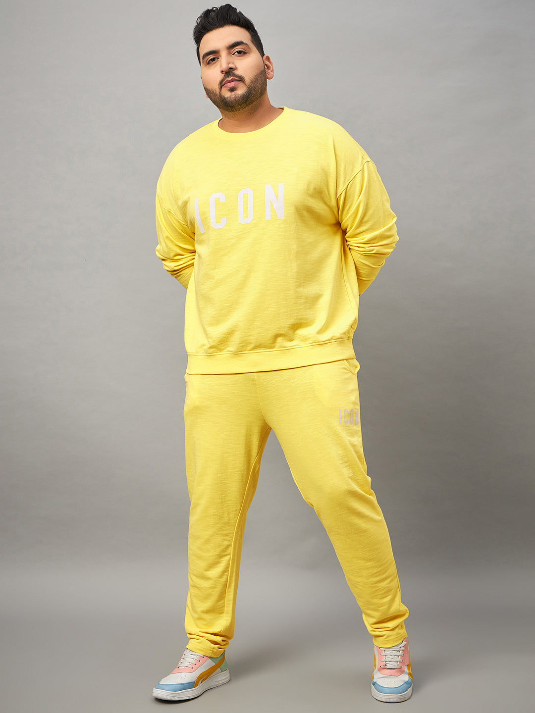 Limer Yellow Printed Plus active Track Pant