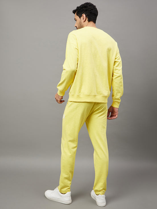 Lime Yellow Solid Full Sleeve Round Neck Sweatshirt
