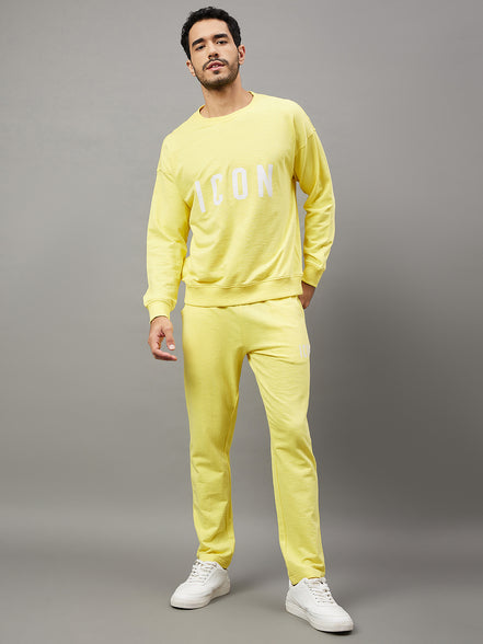 Lime Yellow Solid Full Sleeve Round Neck Sweatshirt