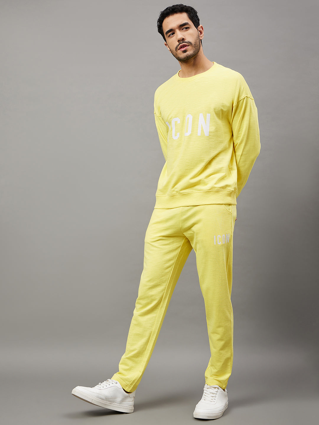 Lime Yellow Solid Full Sleeve Round Neck Sweatshirt