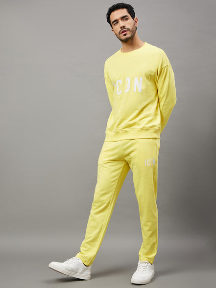 Lime Yellow Solid Full Sleeve Round Neck Sweatshirt