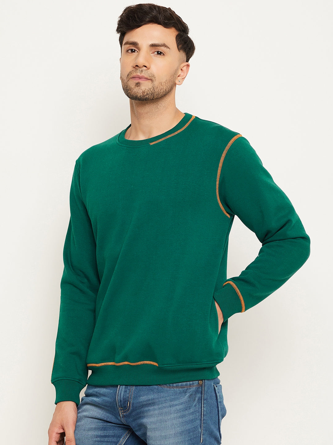 Panderosa Pine Solid Full Sleeve Round Neck Sweatshirt