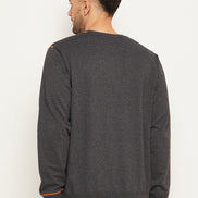 Anthra Melange Solid Full Sleeve Round Neck Sweatshirt