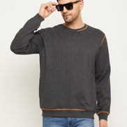 Anthra Melange Solid Full Sleeve Round Neck Sweatshirt