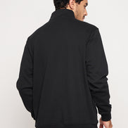 Black Solid Full Sleeve Mock Neck Sweatshirt