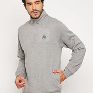 Indigo Blue Colorblocked Full Sleeve High Neck Sweatshirt