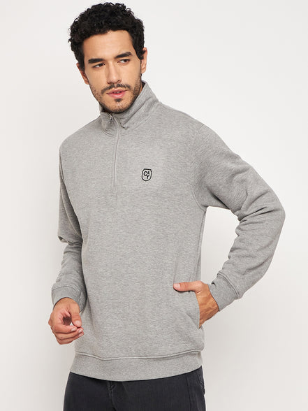 Indigo Blue Colorblocked Full Sleeve High Neck Sweatshirt