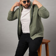Pista Green Hooded Plus active Sweatshirt