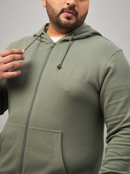 Pista Green Hooded Plus active Sweatshirt