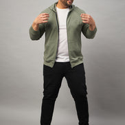 Pista Green Solid Full Sleeve Hooded Plus Size Sweatshirt