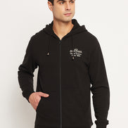 Black Solid Full Sleeve Hooded Sweatshirt