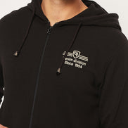 Black Solid Full Sleeve Hooded Sweatshirt