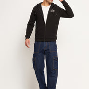 Black Solid Full Sleeve Hooded Sweatshirt