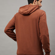 Chocolate Brown Solid Full Sleeve Hooded Sweatshirt