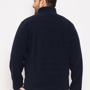 Navy Colorblocked Full Sleeve Mock Neck Plus Size Sweatshirt